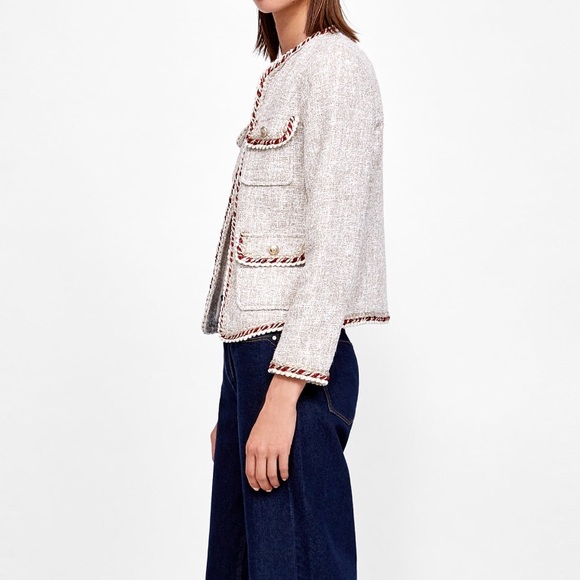 Zara tweed blazer with ribbon - Picture 4 of 8